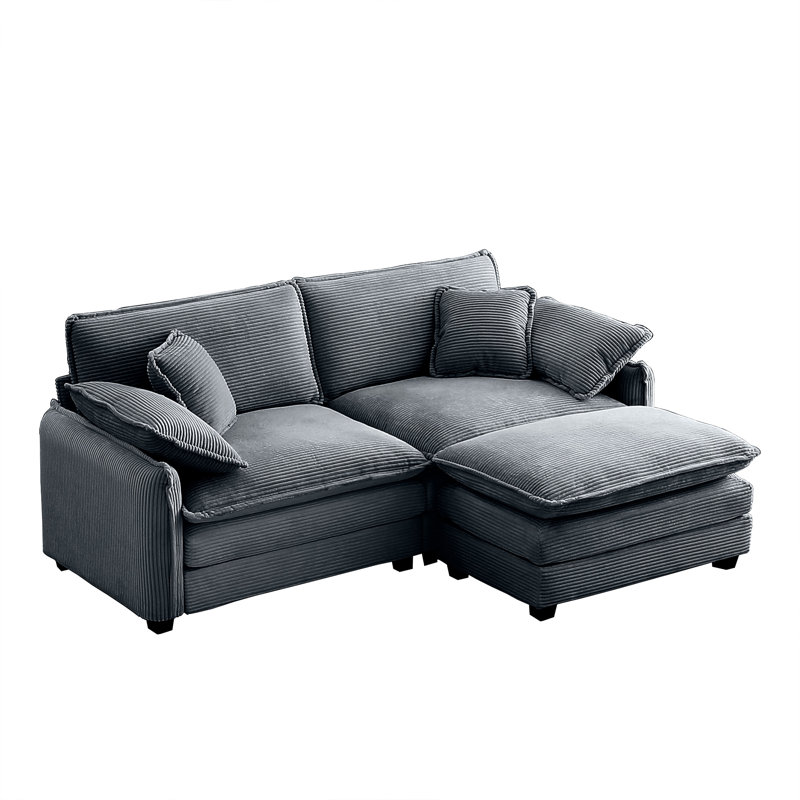 Two-Seater Sofa  With One Footrest, 2, 33.85" H x 81" W x 57.08" D