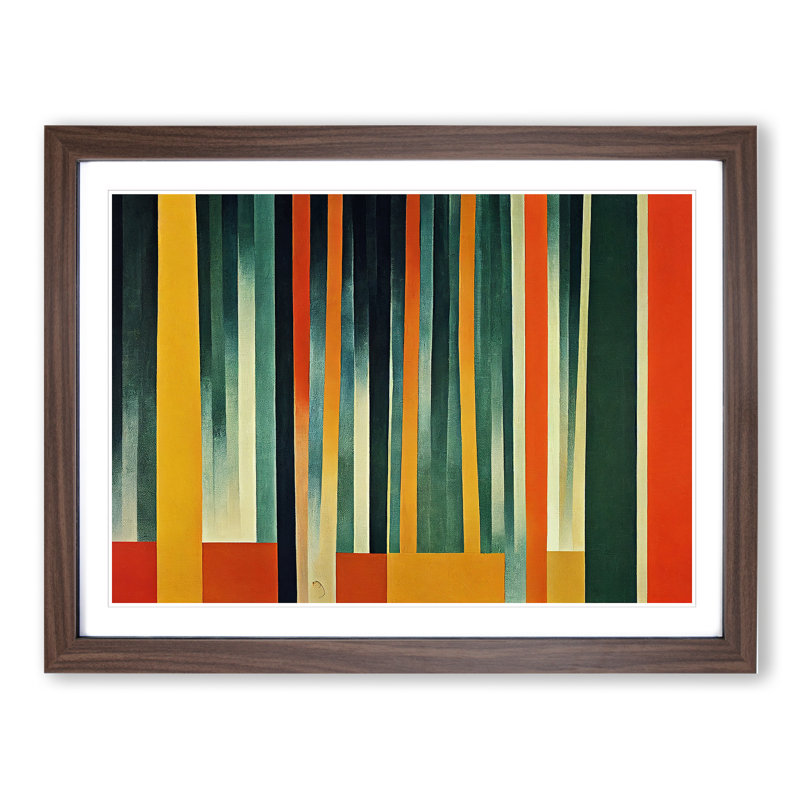 Enlightening Abstract Bamboo Forest 1 Piece Single Picture Frame Wall Art, 25cm H x 34cm W x 2cm D, Walnut Framed