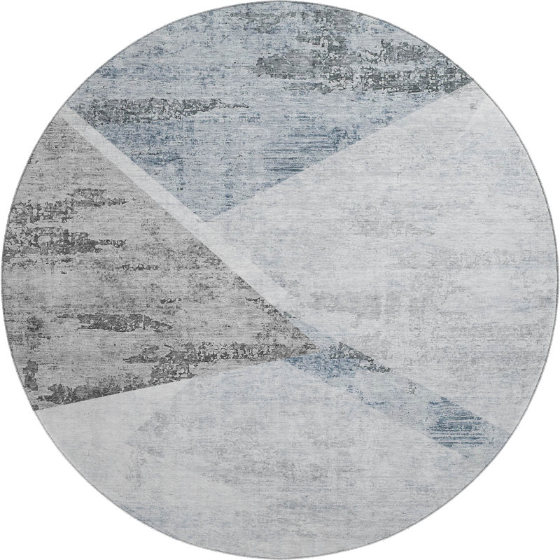 Premium Machine Washable Prisco Sky Rug, Round 8'