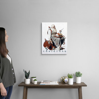 Norman Rockwell Christmas: Santa with Elves, art mural sur toile