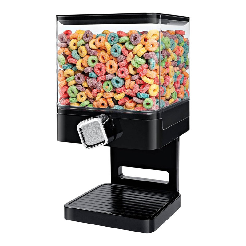 Compact Black Plastic Dry Food Dispenser