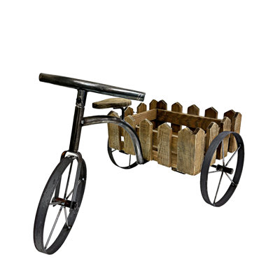 Wood And Metal Tricycle Planter