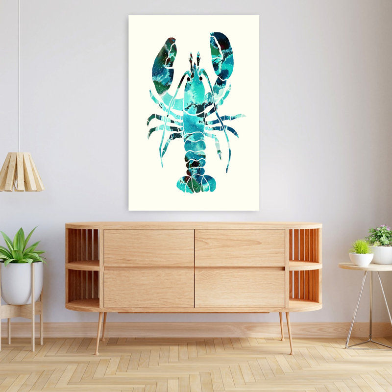 Art mural abstrait homard abstrait vibrant, H 48 po x l 32 po