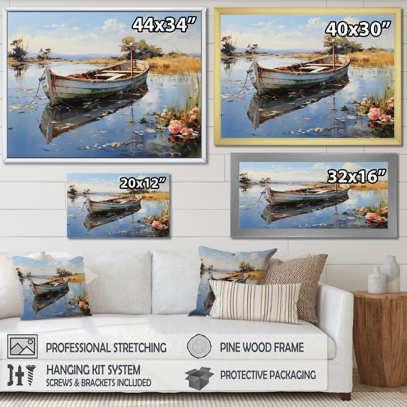 «Danemark Quiet Waters», reproduction sur toile, Encadrement doré, H 12 po x l 20 po x P 1 po