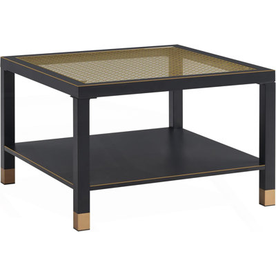 Industrial Square Coffee Table With Glass Top