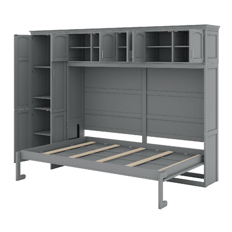 Lit escamotable mural avec armoires Murphy, Gris