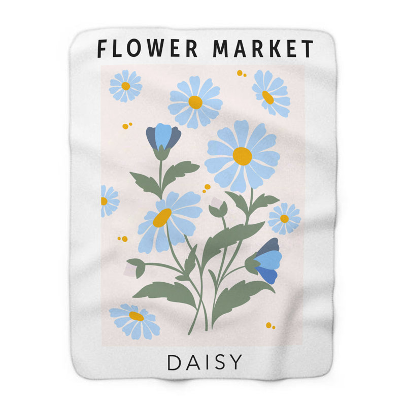 Flower Market Daisy - 1 Pièce Sherpa Premium - Reproduction d'art luxueuse, Grand lit