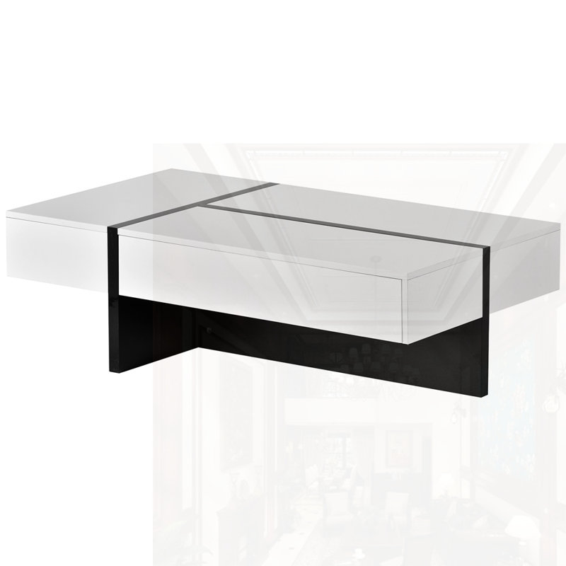 Mobilier de salon rectangulaire, White/Black, White