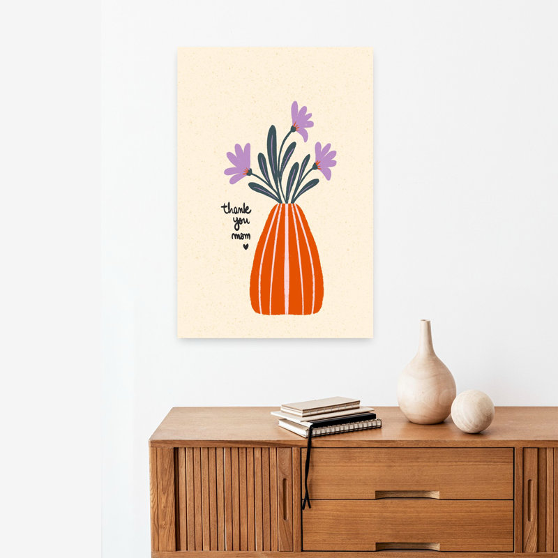 Thank You Mom Modern Flower, art mural, H 24 po x l 16 po