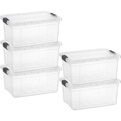 Superio 44 Qt. Clear Storage Bins with Lids, 5 Pack- Plastic Storage Boxes for Home