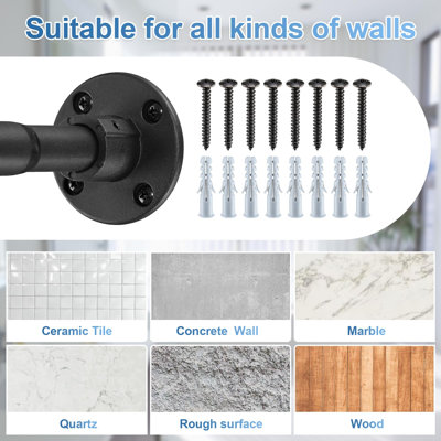 Heavy Duty Shower Curtain Rod - 28 to 62" Fixed Shower Curtain Rod Wall Mounted - Adjustable Extendable Rustproof for Bathroom,Closet,Doorway,Room Divider - Matte Black 2 Pack