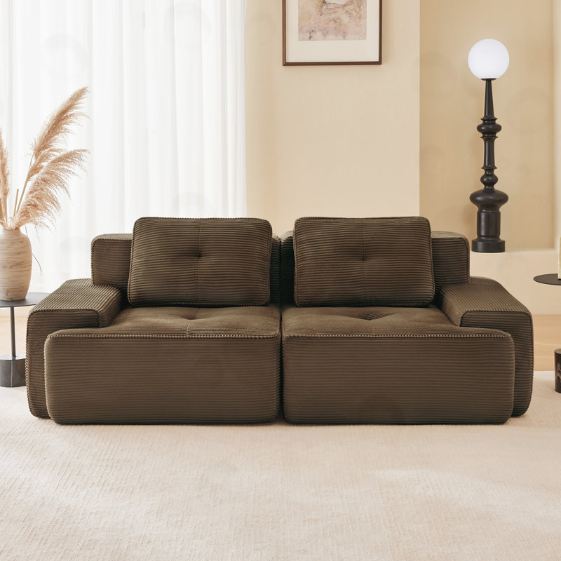 Canapé 2 places avec assise profonde, Brown Corduroy