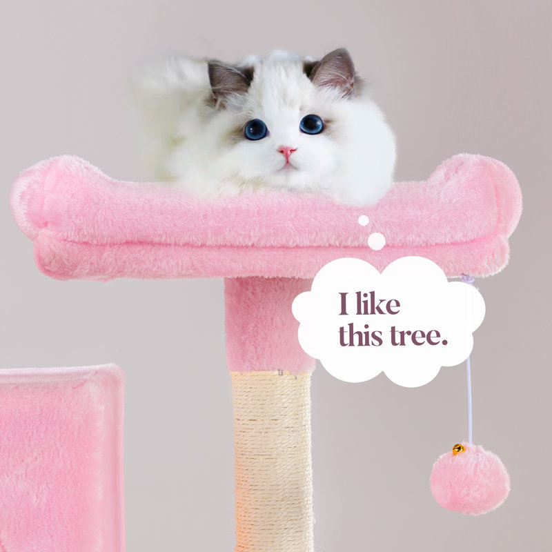 63.8-Inch Pink Multi-Level Sisal Cat Tree Tower