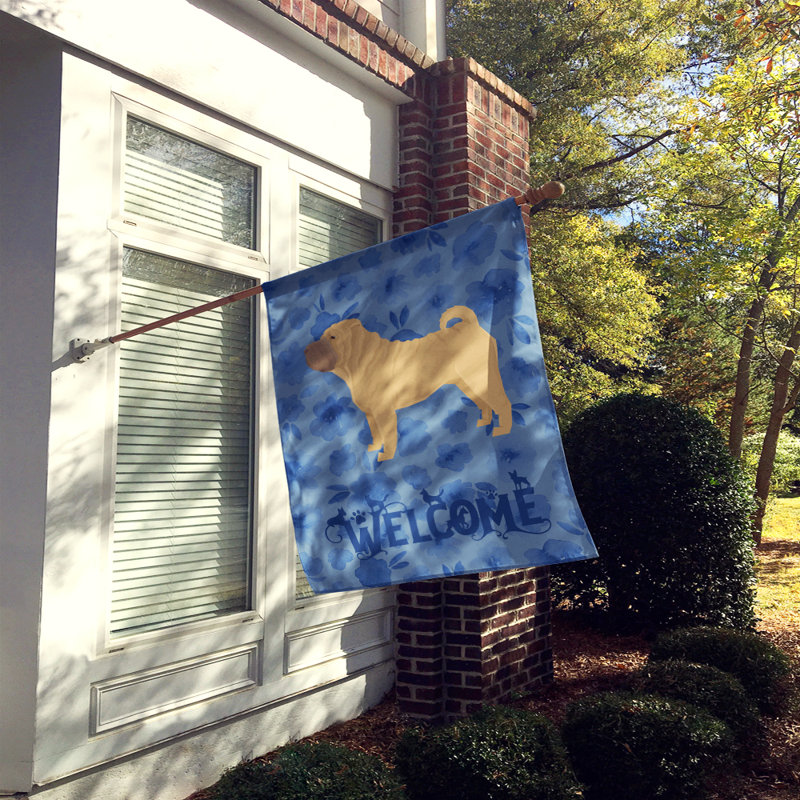 Caniche en polyester à 2 côtés 40 x 28 po standard welcome drapeau maison, Shar Pei 1