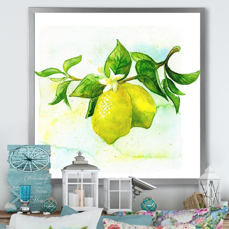 Kitchen Kitchen Citrus II - Décoration murale sur toile Farmhouse, H 30 po x l 30 po x P 1 po, Cadre photo argenté