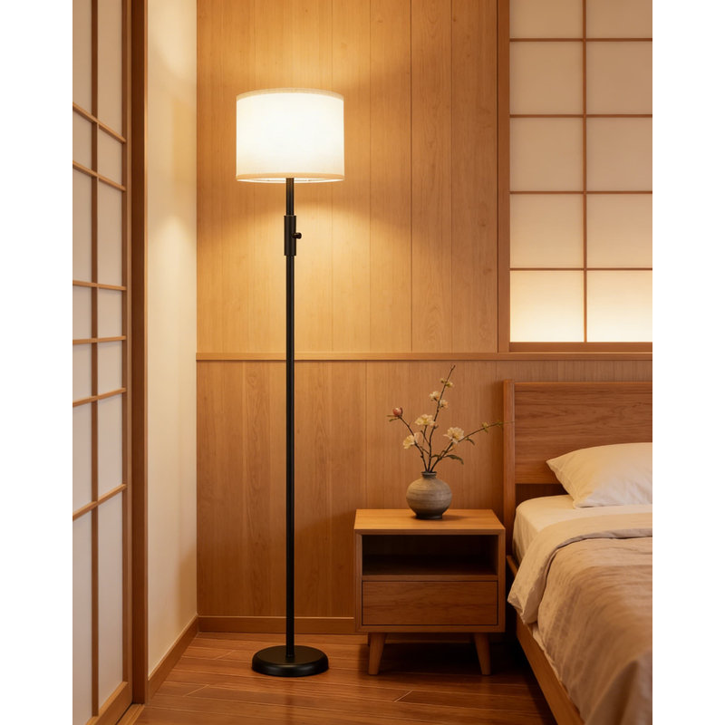 Dimmable Floor Lamp With Linen Shade, 1000 Lumens LED Bulb Included, Modern Standing Lamp With Stepless Dimming For Living Room, Bedroom, Office, And Dining Room