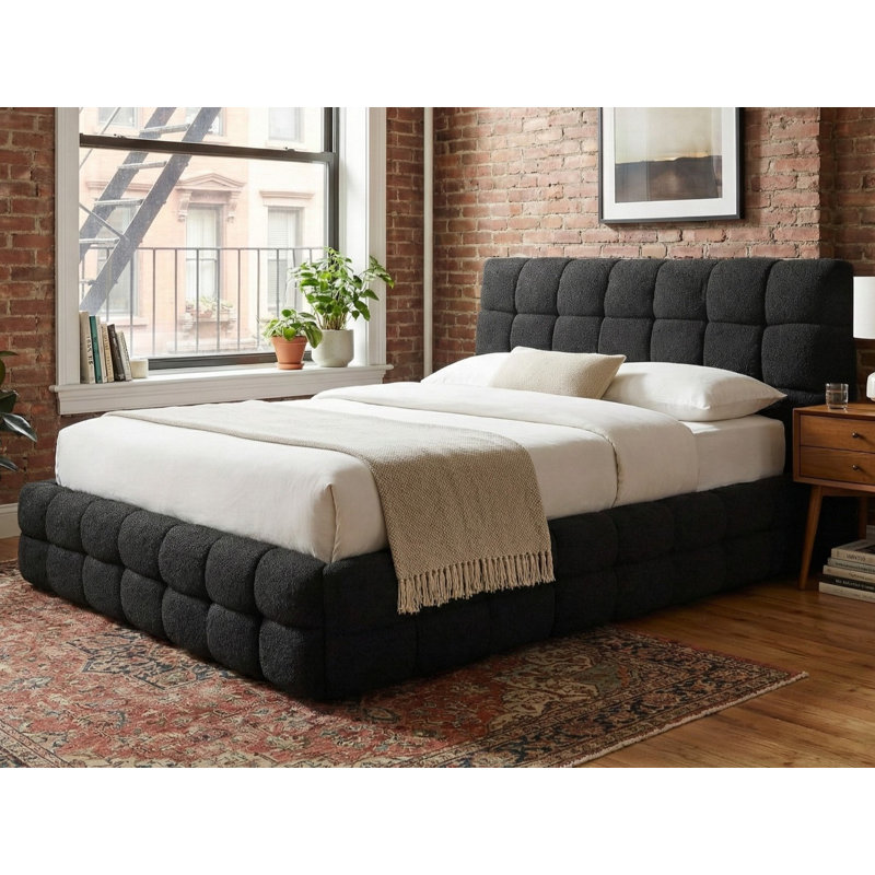 Lit rembourré moelleux, Noir, Grand