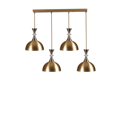 Lustre réglable élégant, structure en métal doré, 7,9 x 5,9 x 1,2 pouces | Hauteur réglable de 7,9 à 27,6 pouces | 4 x douilles E27 (40 W maximum) | pour les salles à manger et les espaces de vie modernes, solution d'éclairage élégante