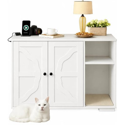 Enceinte de litière moderne pour chat, grande armoire cachée avec concentrateur électrique et entrée pour animaux de compagnie