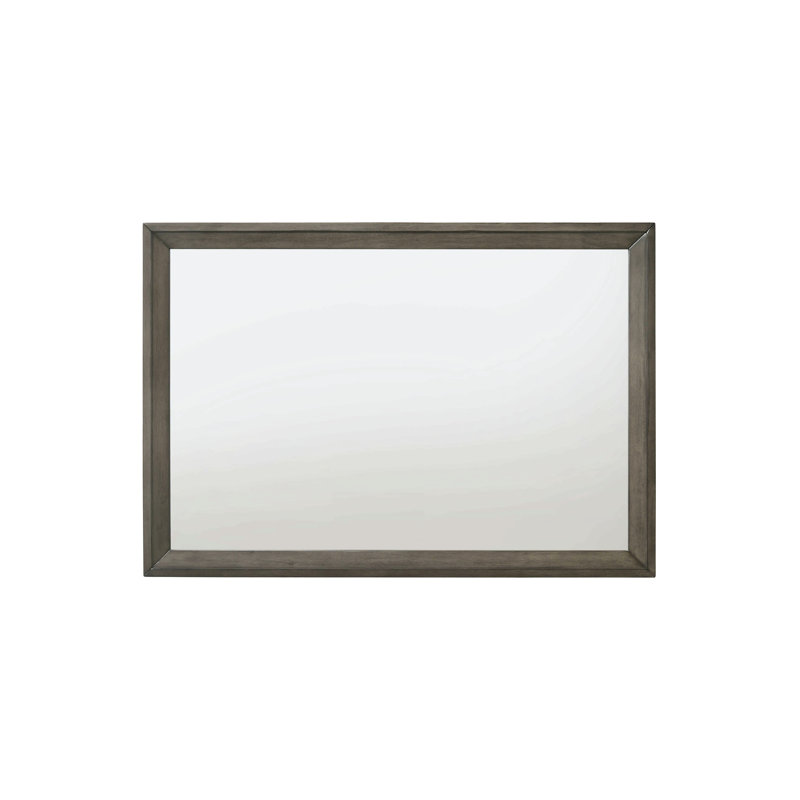 Gray Oak Finish Frame Mirror, Gray, 32" x 46"