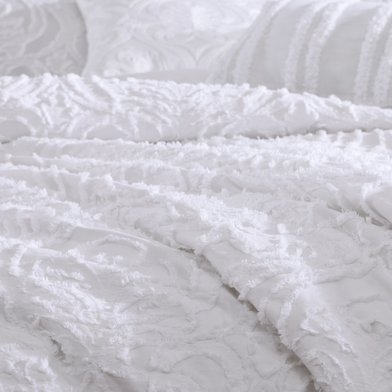 Literie en coton Rhapsody, Édredon grand + 2 taies d'oreiller, Blanc