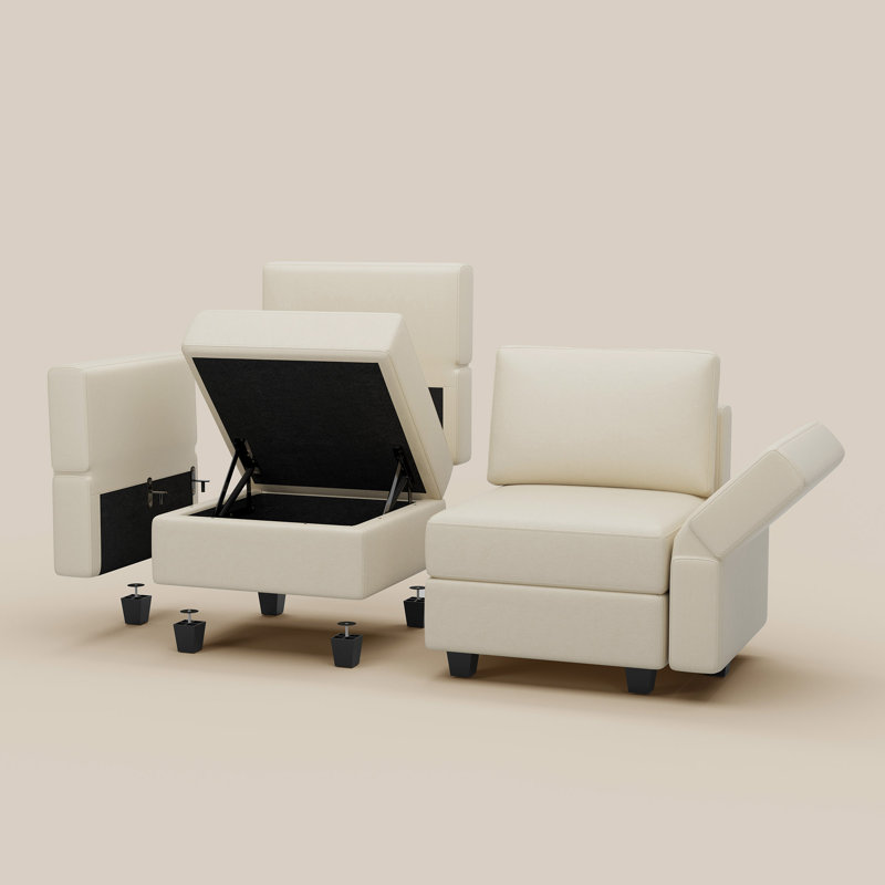 Accoudoirs réglables en similicuir avec accoudoirs réglables, Beige