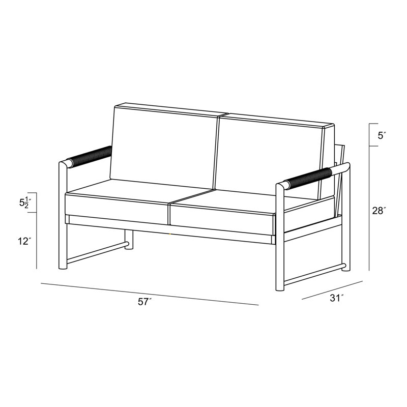 Alto Outdoor 2 - Seat Loveseat, Cast Silver Sunbrella®, Slate Gray
