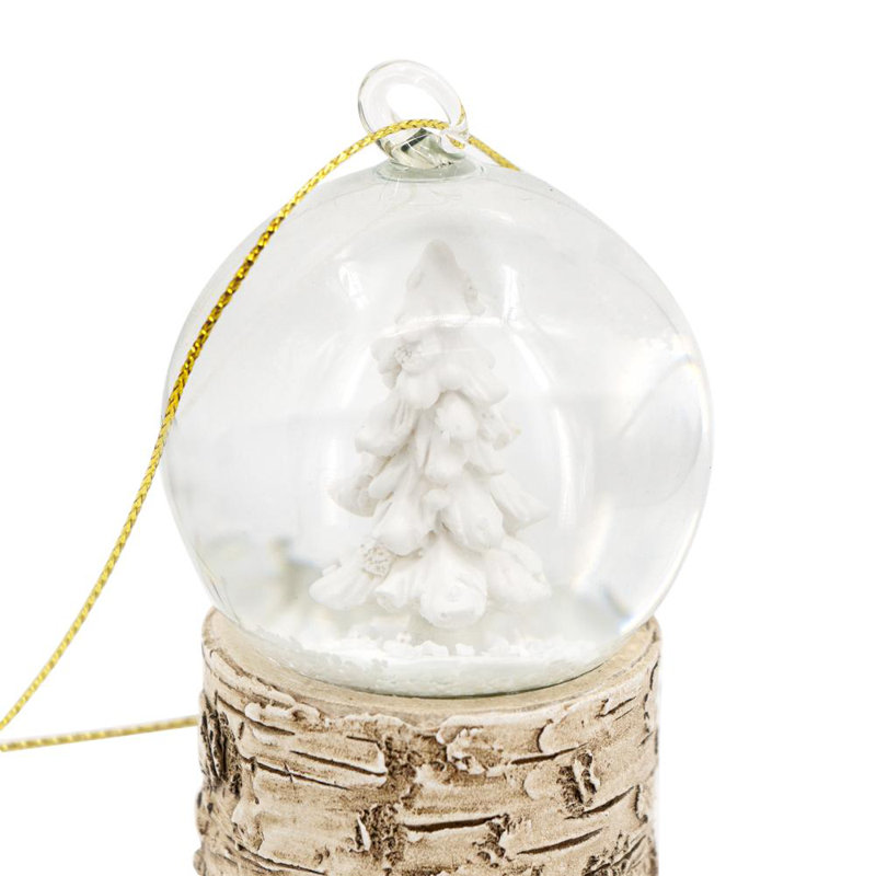 Set of 6 Brown Resin Glass Snow Globe Ornaments