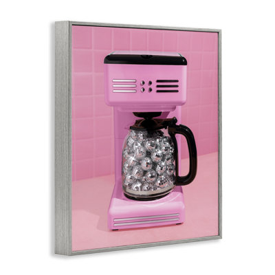 Giclée encadrée disco café sur rose, design par Lish Creative