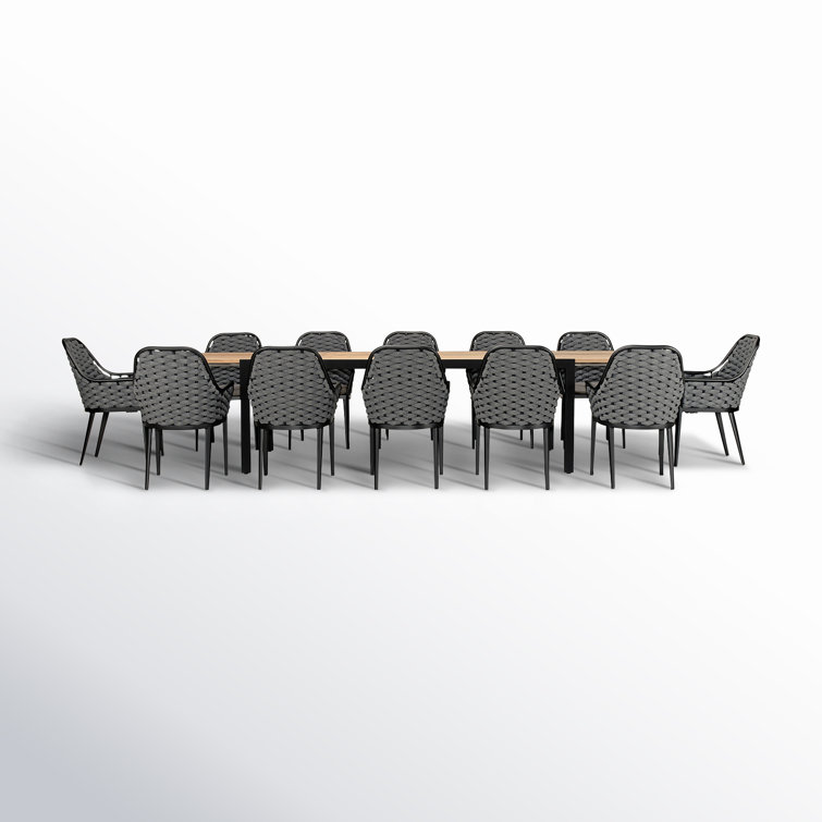 Jianna 134'' Rectangular 12 - Person Outdoor Dining Set with Cushions