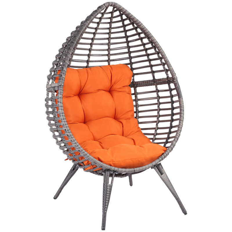 Luxembourg Wicker Outdoor Lounge Chair, Gray, Orange