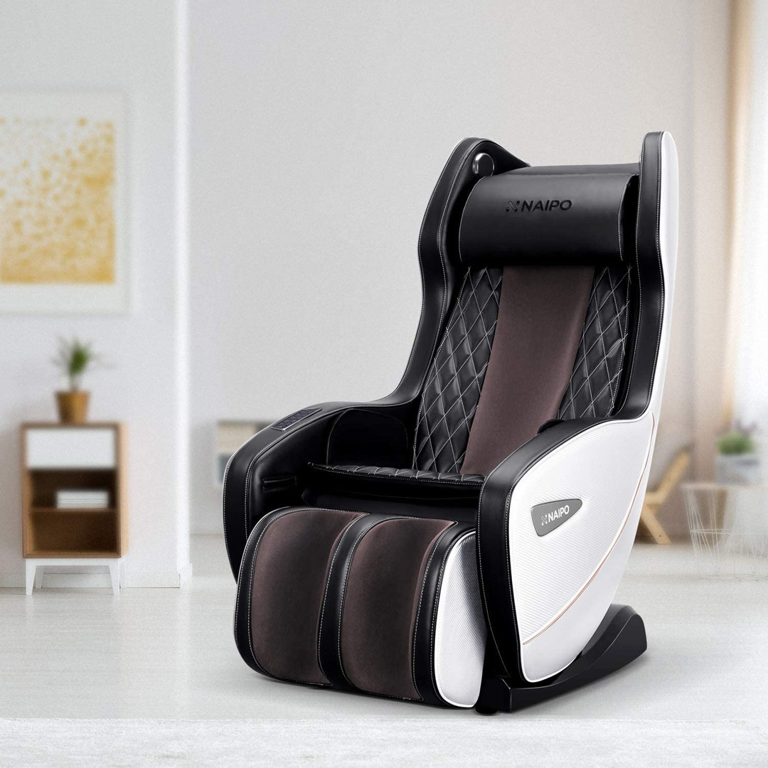 NAIPO Massagesessel, Wärmefunktion, bluetooth, space-saving, Design Award, Dunkelbraun-Weiss