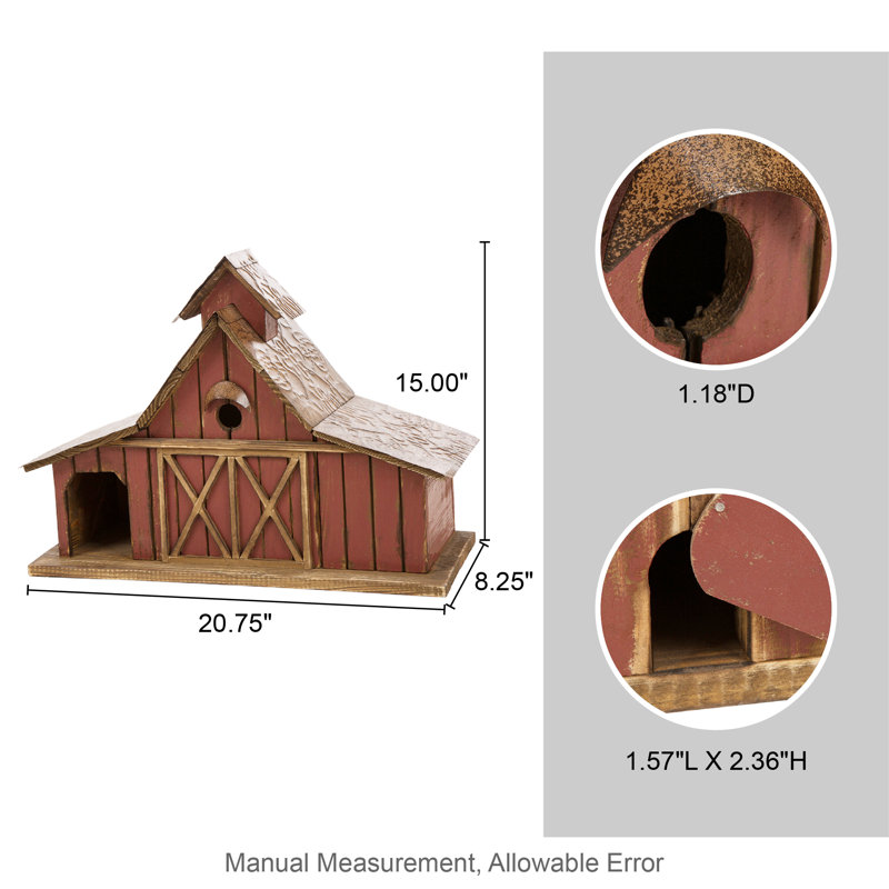 Strader 15'' H x 21'' W x 8'' D Freestanding Water Resistant Birdhouse