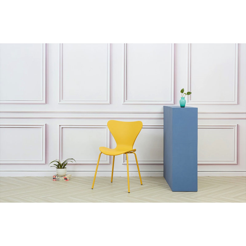 2 Callula Plastick Stackable Dining Chair, Yellow