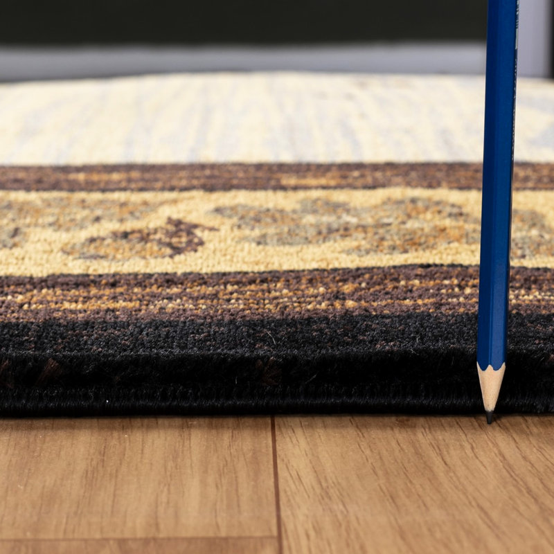 Black Lodge Area Rug - 2.58 Ft X 7.25 Earth Tone Colors And Forest Scenes Polypropylene Stain Earthy Hues Woodland
