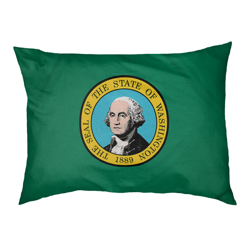 Coussin de concepteur washington flag Burien, L 19,5 po x l 29,5 po, Noir