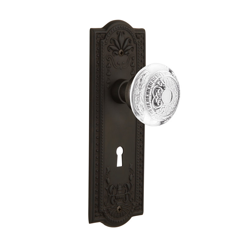 Meadows Plate with Decorative Keyhole and Crystal Egg & Dart Knob, Oil-Rubbed Bronze, 2-3/8"