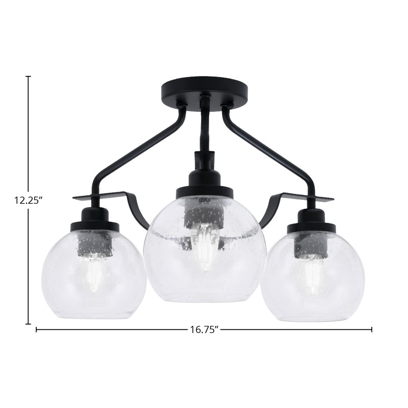 Luminaire semi-encastré 3 lumières Odyssey au fini noir mat avec verre transparent de 5,75 po
