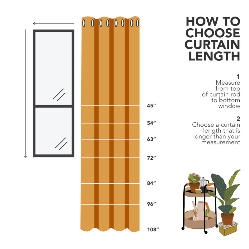 Borunda Room Darkening Curtain Single Panel, 51" W x 44" L, Orange Flame