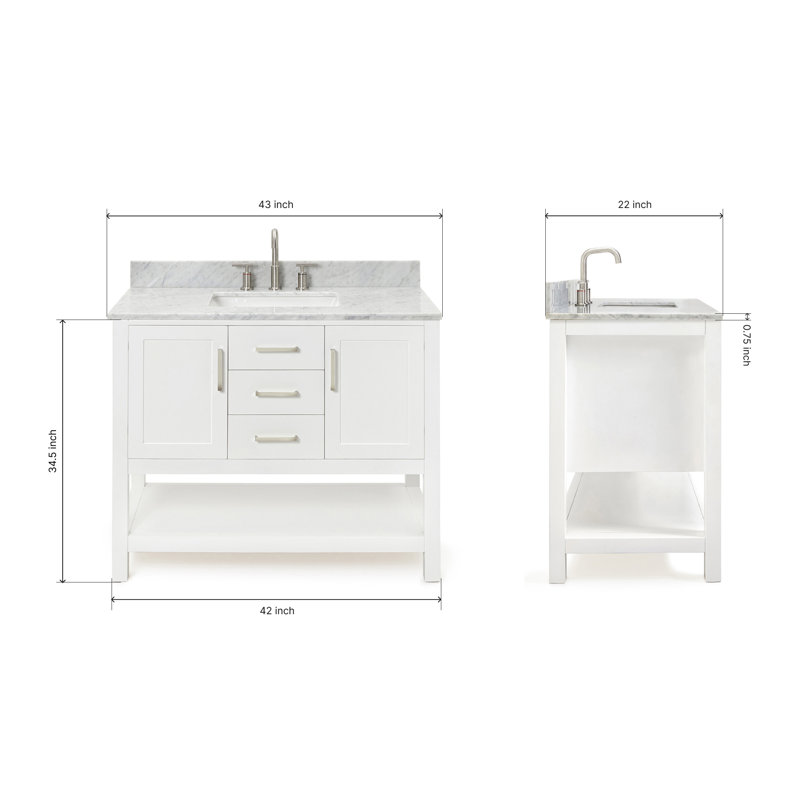 Bayhill 43'' W Single Vanity, White