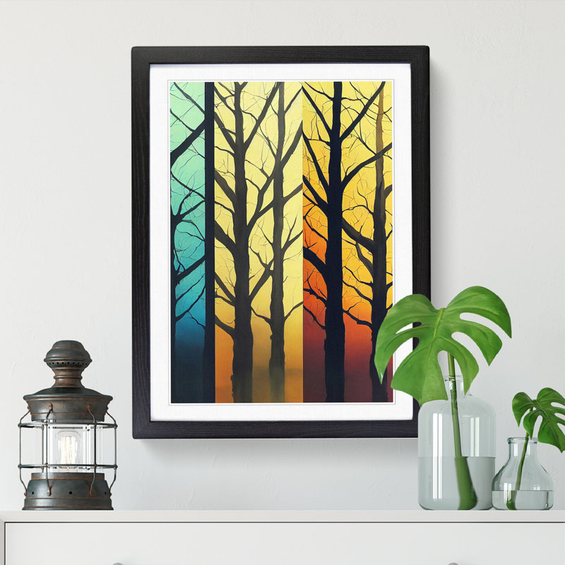 Tree Abstract In Colour Vol.3 - Single Picture Frame Print, Black, 64cm H x 46cm W x 2cm D