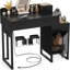 Bureau moderne blanc ultrabrillant avec 2 options de rangement pour la chambre à coucher et l'écriture dorée
