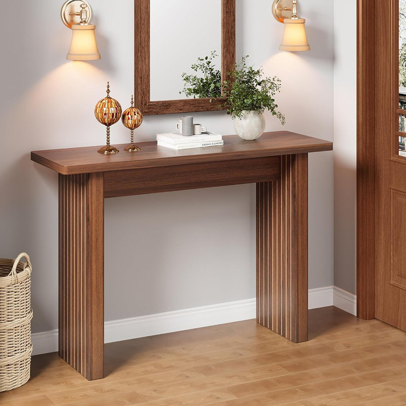 Narrow Entryway Console Table, 43.3" Fluted W...