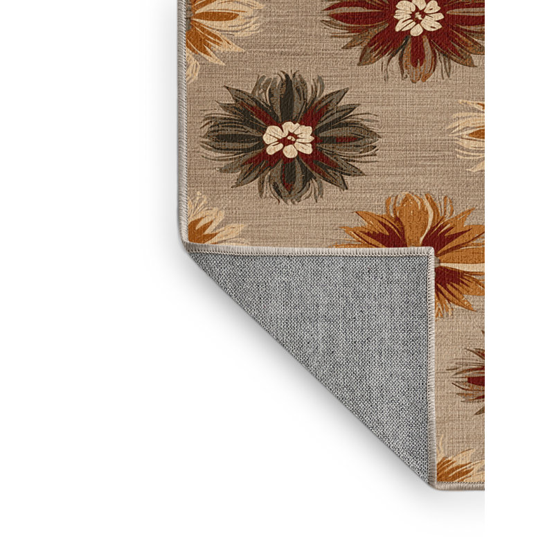 Washable Crown Flowers Hawaiian Area Rug, Rectangle 6' x 9'