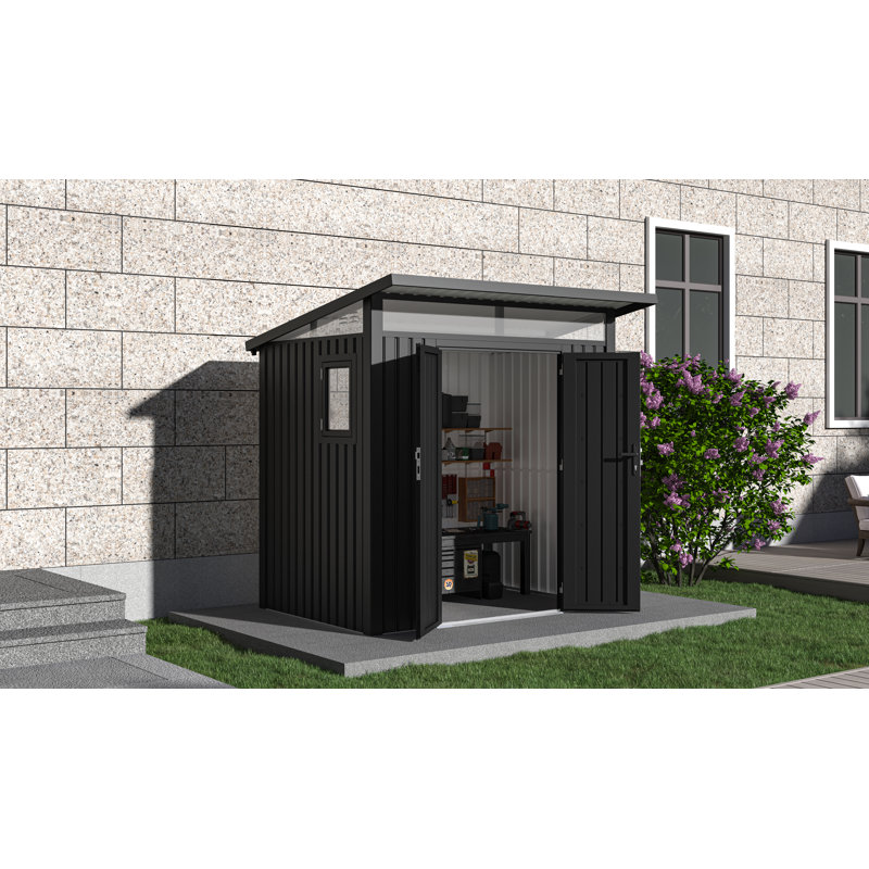 Abri de jardin en métal robuste et résistant au vent, modèle Penguin Arvada, 2,25 m x 1,86 m (Gazebo Penguin Arvada) - Gris foncé