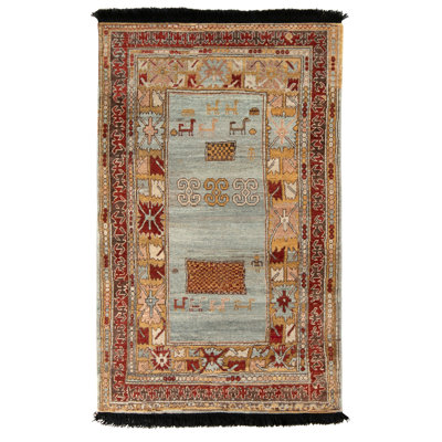 Rug & Kilim’S Tribal Rug In Blue And Red Medallion Pattern