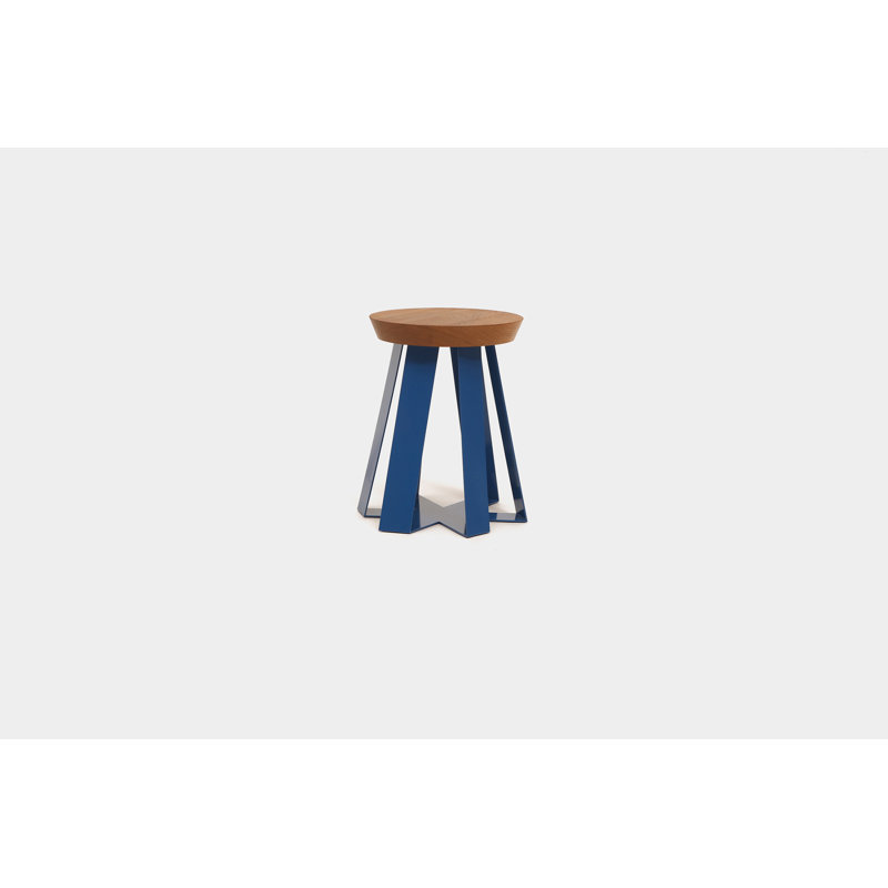 ARS Solid Wood Top End Table, Oak, Blue