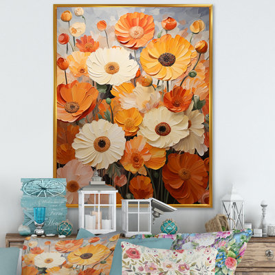 Orange Fiery Blooms 3 - art mural souci