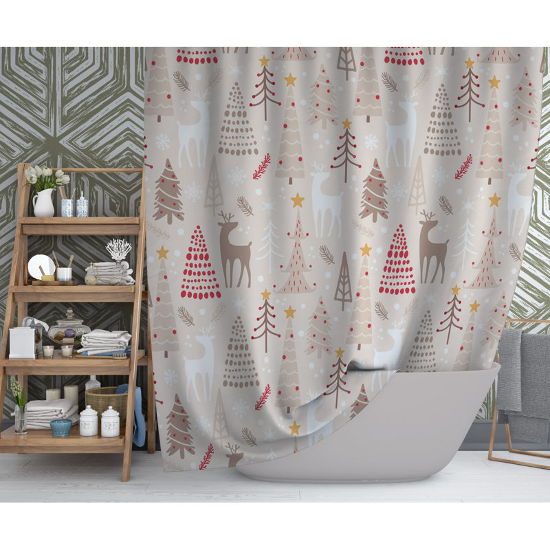 Djafar Abstract Shower Curtain, 90" H x 70" W