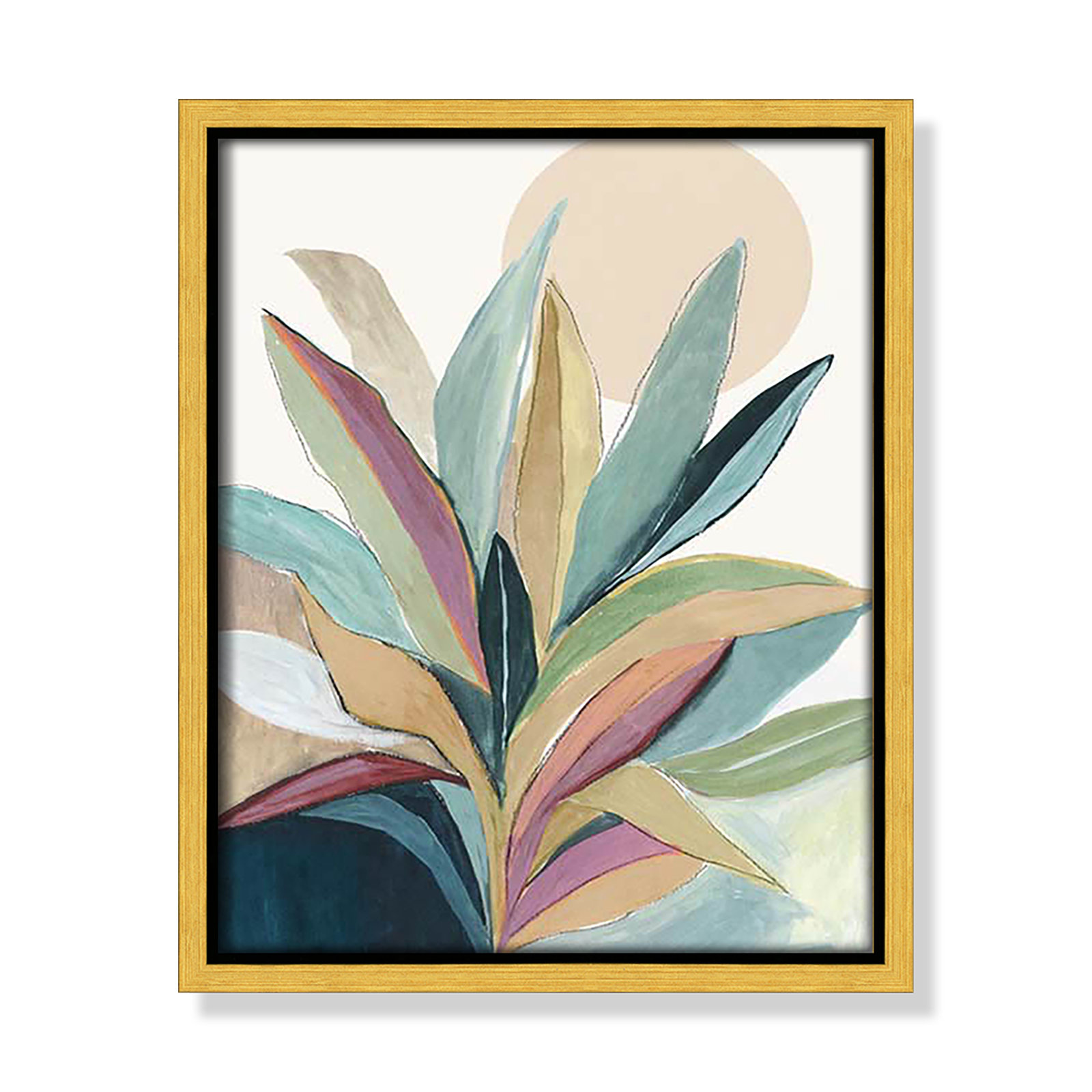 Byer "Sunny Bright Leaves I" Print by Asia Jensen, Gold Floater Framed, No Mat, 11.5" H x 9.5" W x 2" D